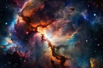 Obraz na płótnie Canvas Colorful Space Galaxy Cloud Nebula. Starry Night Cosmos. Universe Science Astronomy. Supernova background wallpaper Generative AI