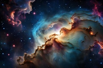 Colorful Space Galaxy Cloud Nebula. Starry Night Cosmos. Universe Science Astronomy. Supernova background wallpaper Generative AI