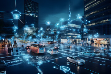 Future street scenario in a smart city