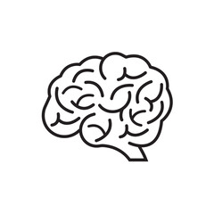 black thin line brain simple icon. stroke style trend modern minimal logotype graphic lineart art design isolated on white background. concept of psychological science and mind emblem like brainstorm