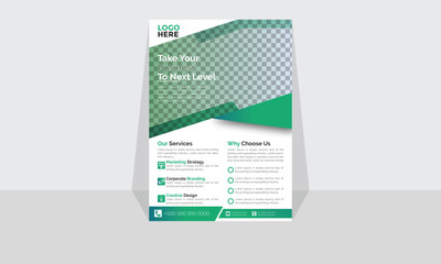 Modern Corporate and Creative Flyer Design Template Vertical Name Flyer Simple and Clean Green and Black Business Flyer Vector Illustration Colorful Gradient Flyer Design Brochure Design Banner White
