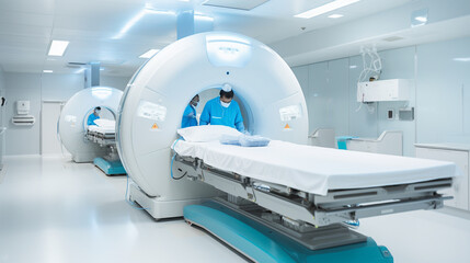 A nuclear medicine research facility with scientists conducting studies on innovative imaging techniques and radiotracers Generative AI