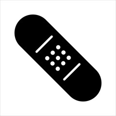 Adhesive plaster line and glyph icon, emergency and medicine colors editable, on white background.