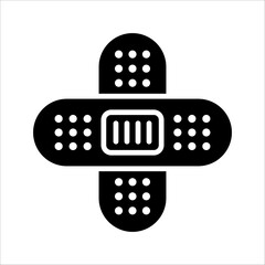 Adhesive plaster line and glyph icon, emergency and medicine colors editable, on white background.