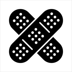 Adhesive plaster line and glyph icon, emergency and medicine colors editable, on white background.