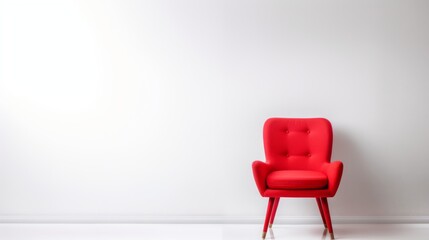 Strategic Seat of Success, Red Chair Symbolizing Business Strategy and Innovation on a White Background, generative ai.