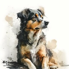 taiwan dog sketched lines water color painting detailed oil painting background q2 