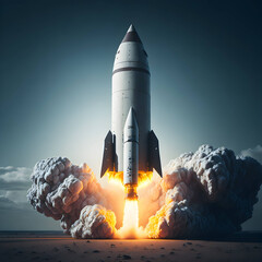 Rocket taking off, smoke - razzo, missile, viaggi nello spazio