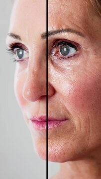 Woman Before And After Face Lift Therapy