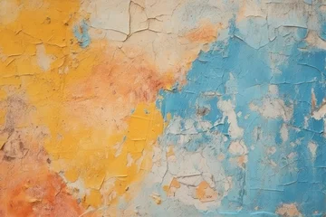 Foto op Plexiglas Verweerde muur Close-up of an old painted wall with peeling paint