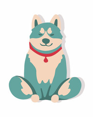 Vector isolated illustration of yoga dog. Dog in the lotus position.