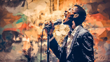 Obraz premium Independent Jazz Musicians Playing Solo Instruments Abstract Illustration and Painting Digital Art Generative AI KI Wallpaper Background Backdrop 