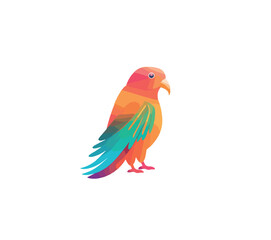 Flat vector illustration of colorful parrot isolated on white background