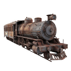Fototapeta na wymiar Rusty train on transparent background, white background, png file, generative ai