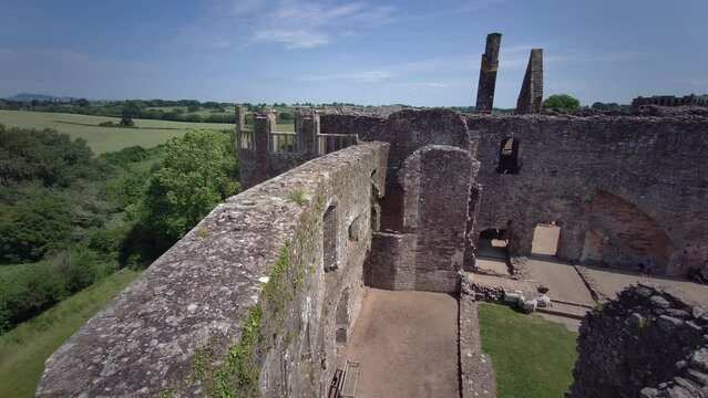 Raglan Castle in Summer, Raglan, Monmouthshire, South Wales, UK