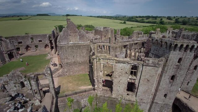 Raglan Castle in Summer, Raglan, Monmouthshire, South Wales, UK