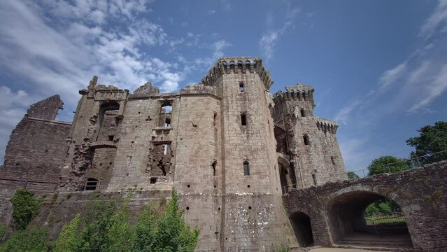 Raglan Castle in Summer, Raglan, Monmouthshire, South Wales, UK
