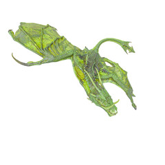 Fototapeta premium dragon is hunting down on white background side view