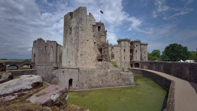 Raglan Castle in Summer, Raglan, Monmouthshire, South Wales, UK