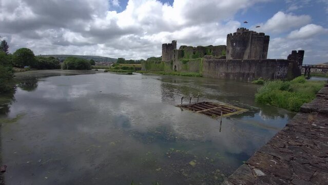 Caerphilly Castle - second largest castle in United Kingdom - Caerphilly - Wales