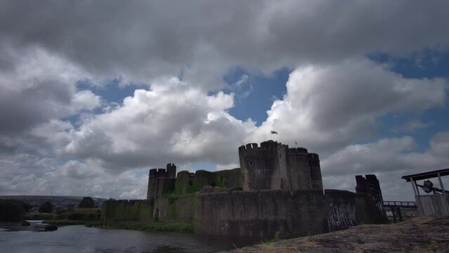 Caerphilly Castle - second largest castle in United Kingdom - Caerphilly - Wales