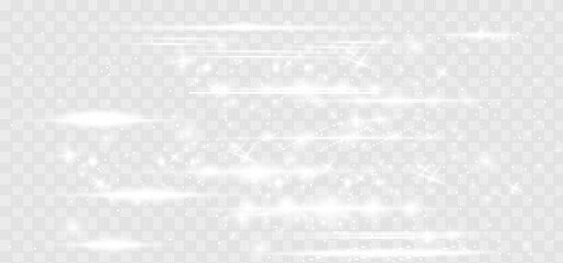 Sun glare. Glowing isolated white transparent set of light effects, glare, explosion, spark and stars. Beautiful optical effect of light reflections. snow. snow crumb