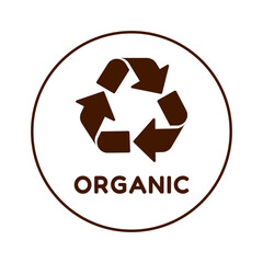 Vector organic recycling symbol. Black recycle symbol circle.