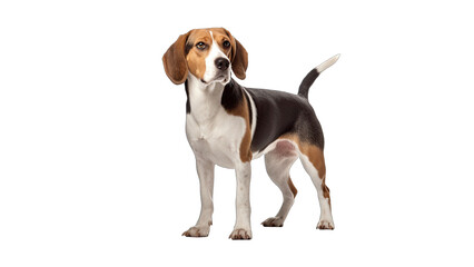 Tri-color Beagle Dog isolated on a transparent background 