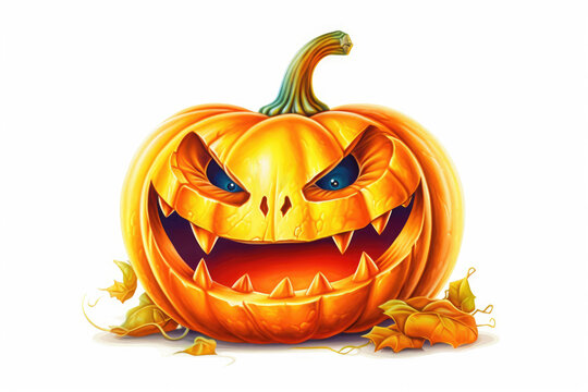 A spooky carved Halloween pumpkin
