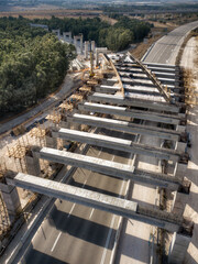 construction work over a train's bridge on the interchange of Anava  near Modi'in 