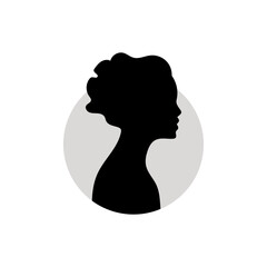 Silhouette of a female head. Vector illustration on white background.
