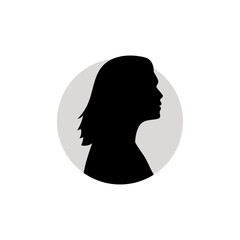Silhouette of a female head. Vector illustration on white background.
