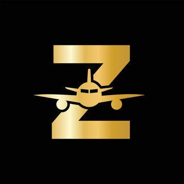 Letter Z Travel Logo Concept With Flying Air Plane Symbol