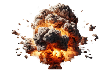 An explosion isolated on transparent background - Generative AI