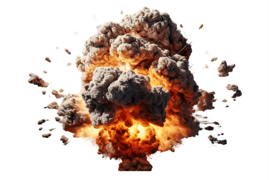 An explosion isolated on transparent background - Generative AI