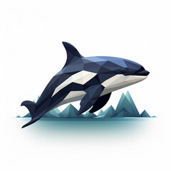 illustration of an orca whale with geometric shapes