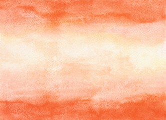 Watercolor, texture, abstract background with a gradient, in
 orange shades with place for text. Drawn by hand. Element for design, decoration, template, banner.