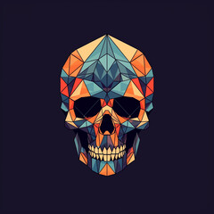 skull head illustration with geometric shapes