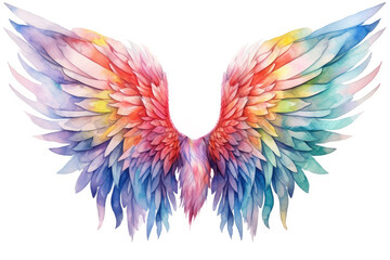 Obraz premium A set of colorful rainbow wings isolated on a white background