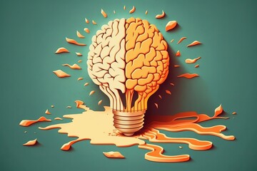 Creative Idea with Brain and Light Bulb Illustration generated by AI