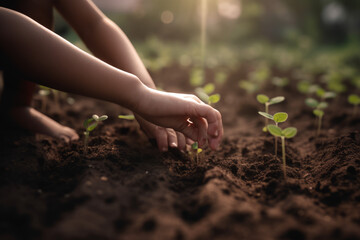 People Hands Cupping Plant Nurture Environmental. Generated using AI tools.