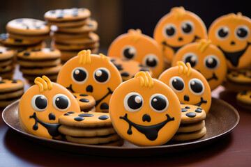 Obraz premium Cute face Halloween orange cookies