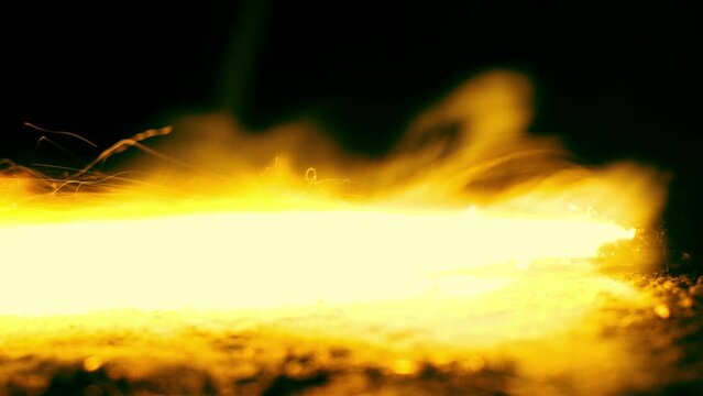 Fuse Burns Across Screen Extreme Closeup