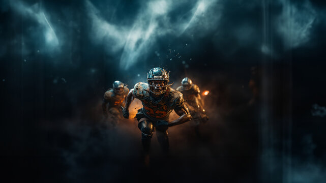 NFL Spieler rennen im Stadion, ai generativ