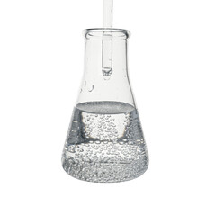 flask with pipette for chemical research isolated on white background