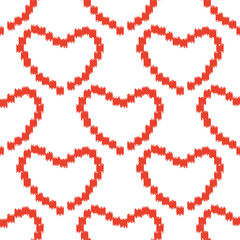 Seamless vector pattern with hearts on white background.