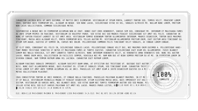 A window for decoding a large array of text with percentage loader.