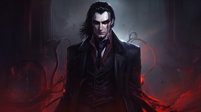 A male vampire fantasy character wearing a suit Generative Ai