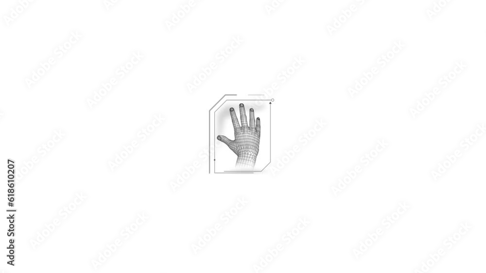 Poster hud element - animation of human hand scanning.