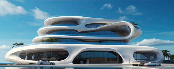 Obraz premium Giant modern smart house architecture. generative ai